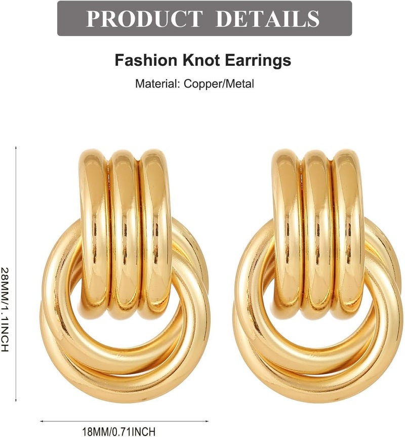 Spiritlele 14K Gold Plated Knot Earrings for Women Gold Silver Earrings Heart Link Drop Dangle Earring Chunky Golden Knotted Statement Jewelry - Image 3